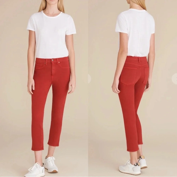 Veronica Beard Women’s Kate 10" Skinny Jeans Red Size 24 - Picture 1 of 9